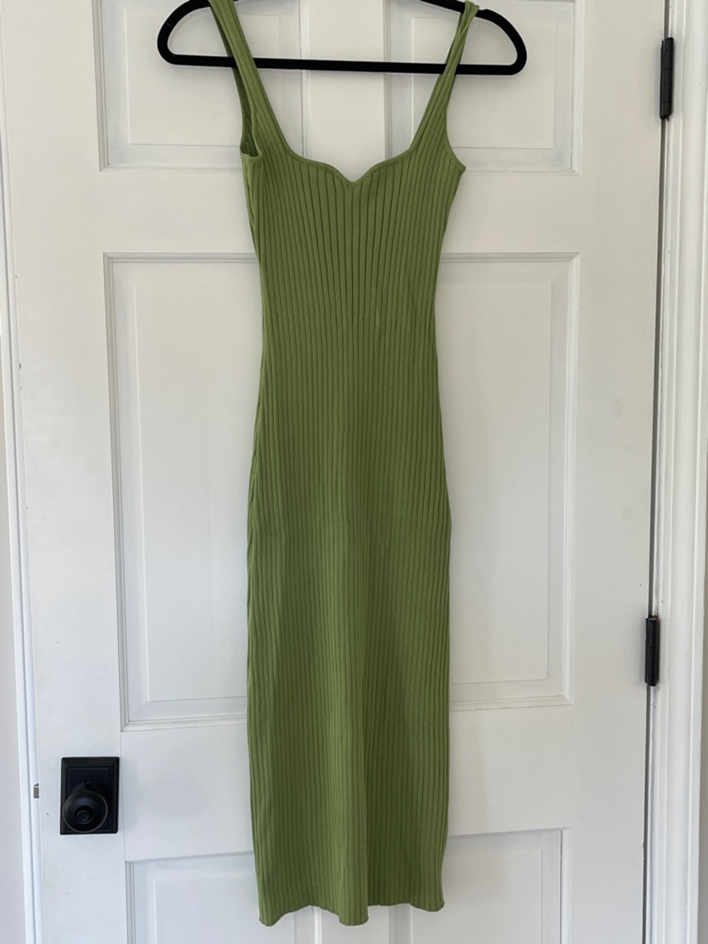 Olive Green Ribbed Tank Midi Dress
